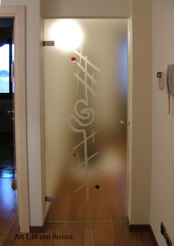 L 14 con fusioni in vtero porta a battente in cristallo con disegni sabbiato moderni design vetro veneto venezia italy glass door