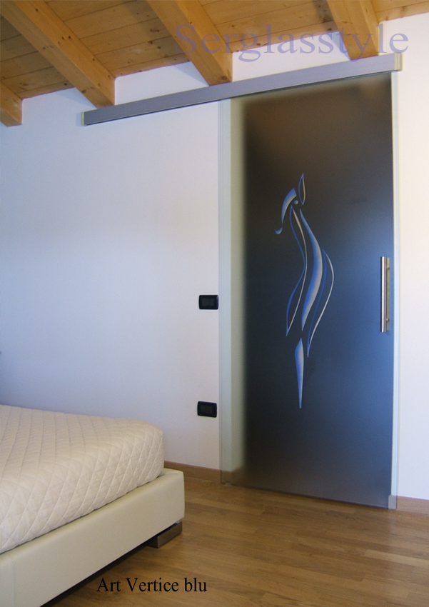 vertice blu porta scorrevole in vetro temperato su misura venezia veneto mestre martellago mirano scorzè rovigo lendinara serglas glasstyle italy