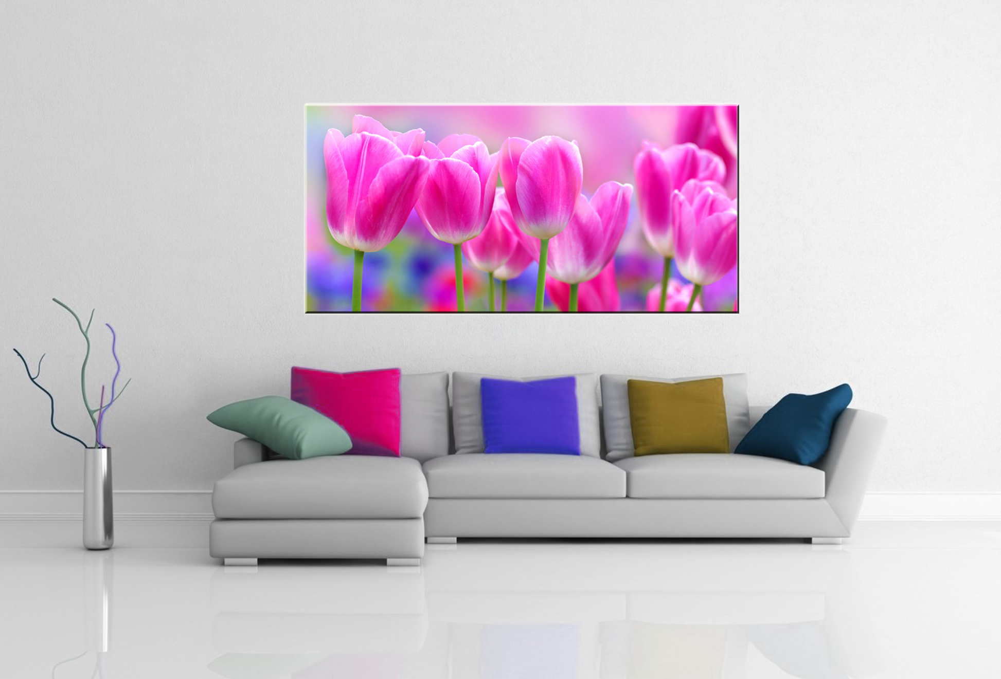 quadro in vetro tulipani fiori astratto figurativo fotografia vetro stampato porta scorrevole stampata vetrate laorat